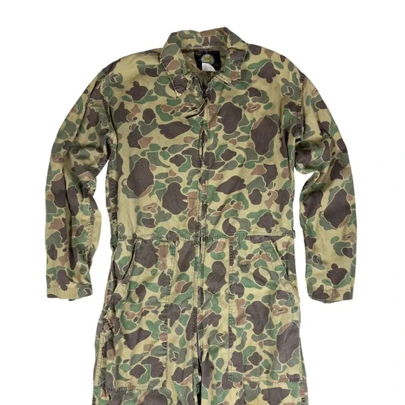 Vintage Sears Duck Camo Coveralls Mens M 1950s Field Tested Hunting USA - Picture 3 of 10